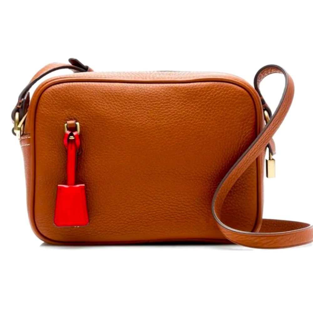 J. Crew ‘Signet’ Leather Crossbody Purse in Saddle Lock & Key